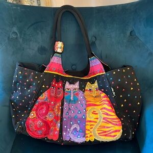 Large cats tote laurel burch